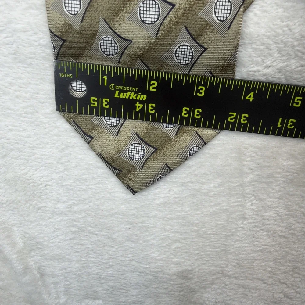 Maria Callas Silk Necktie Lot of 2 NWT Brown Gold Geometric Made in Italy